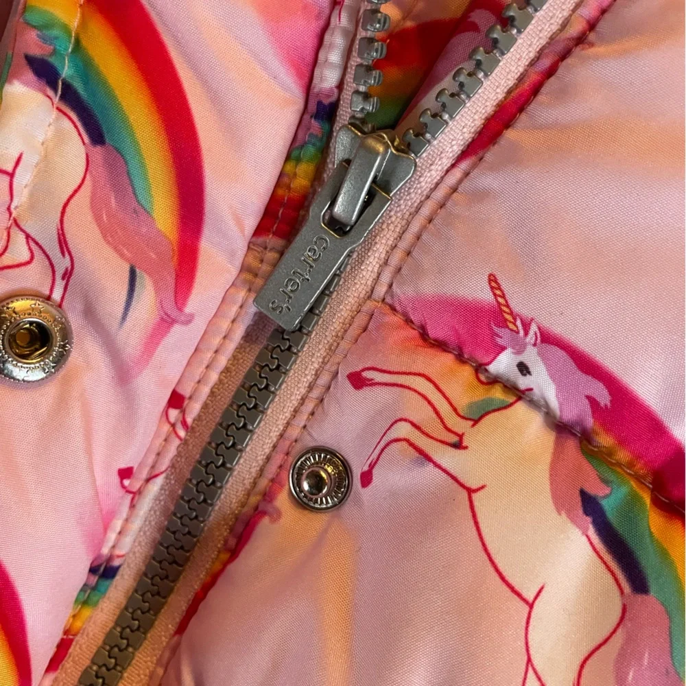 Carters pink unicorn girls 18 month winter coat toddler jacket with hood